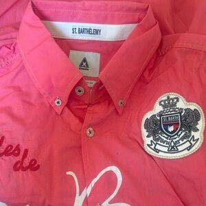 St. Barthélemy Pink Button-Down Men’s Casual Dress Shirt Size M